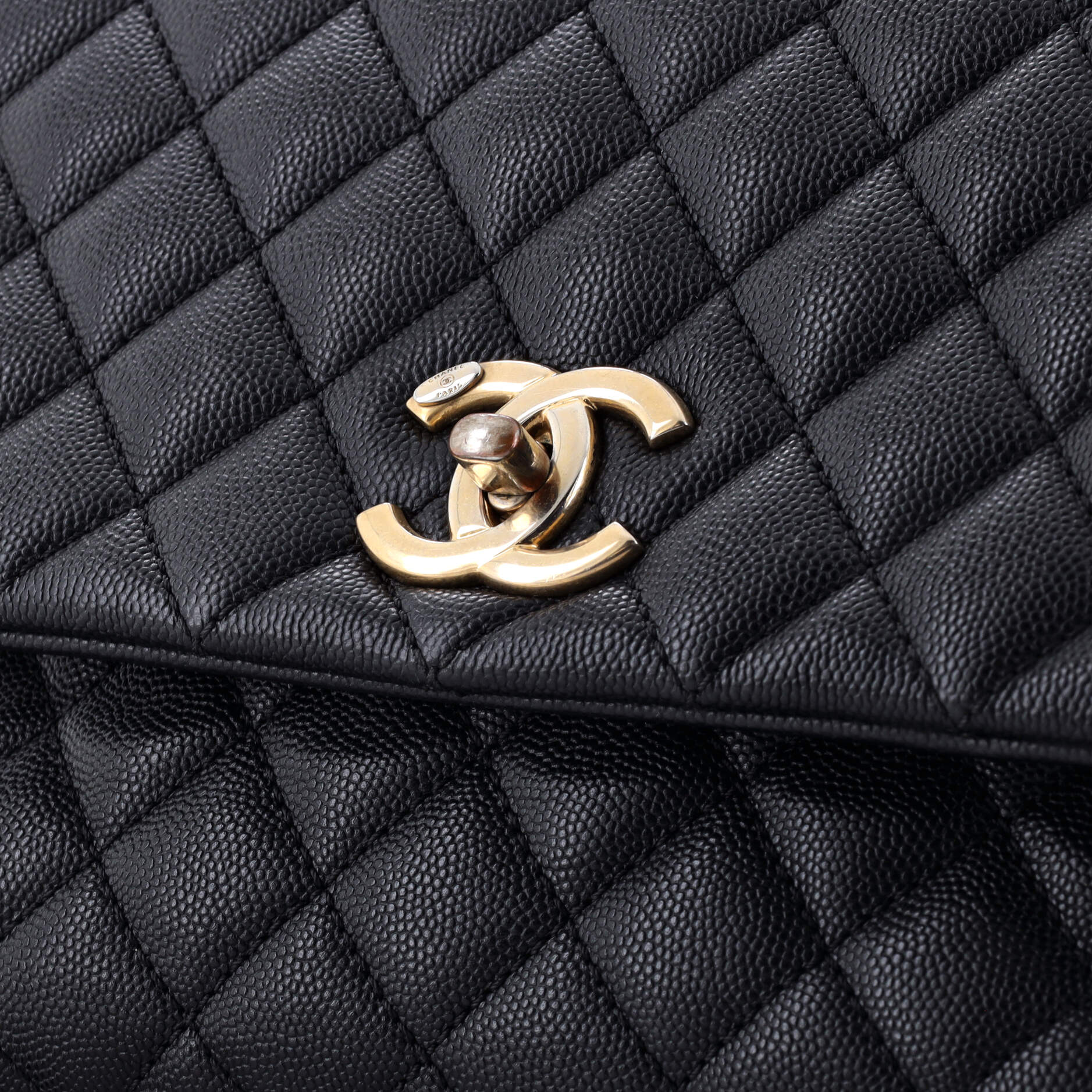 Coco Top Handle Bag Quilted Caviar Small