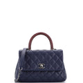 Coco Top Handle Bag Quilted Caviar with Lizard Mini