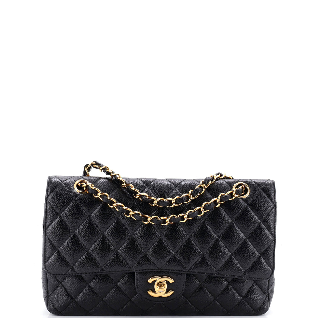 Vintage Classic Double Flap Bag Quilted Caviar Medium