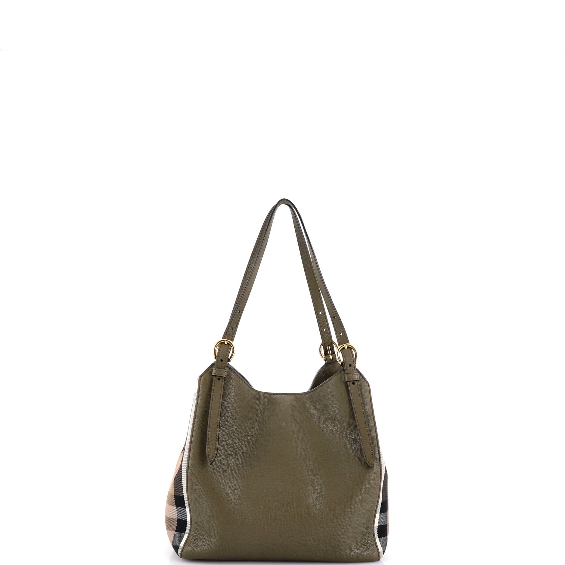 Canterbury Tote Leather and House Check Canvas Medium
