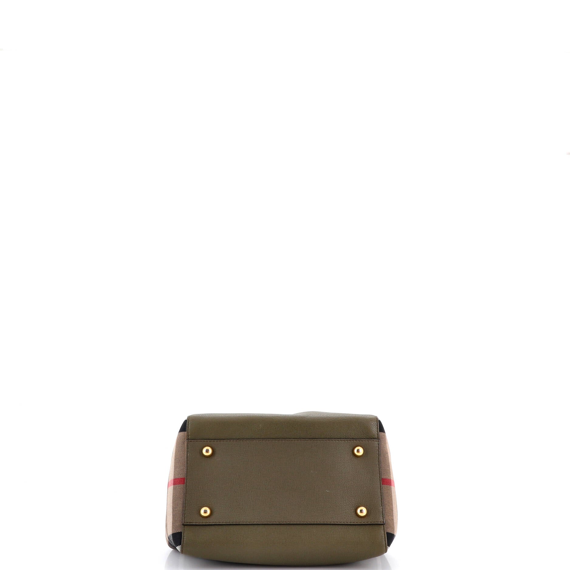 Canterbury Tote Leather and House Check Canvas Medium