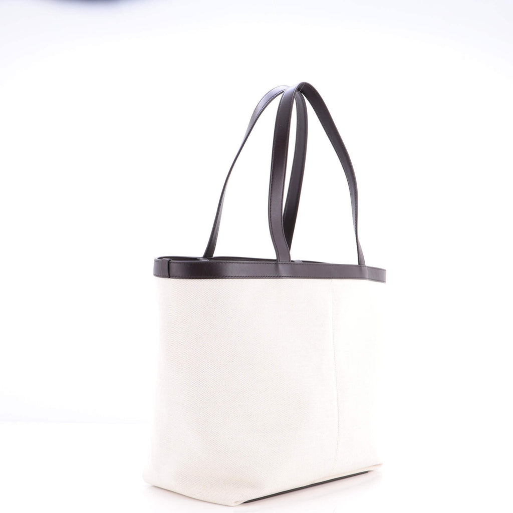 Flip Flap Tote Canvas with Intrecciato Leather Medium