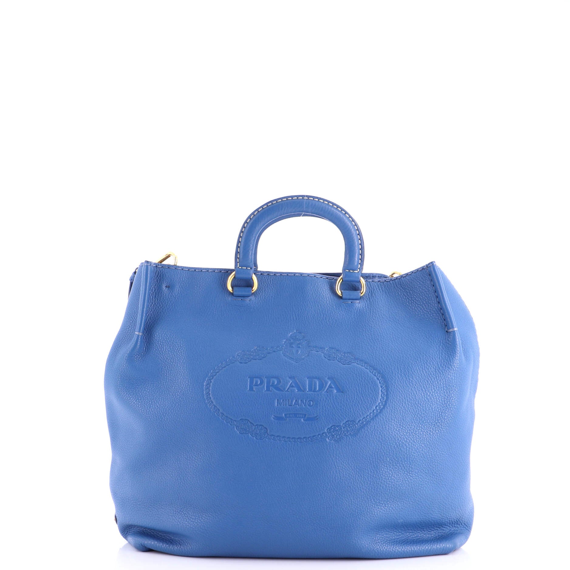 Embossed Logo Convertible Open Tote Vitello Daino Large
