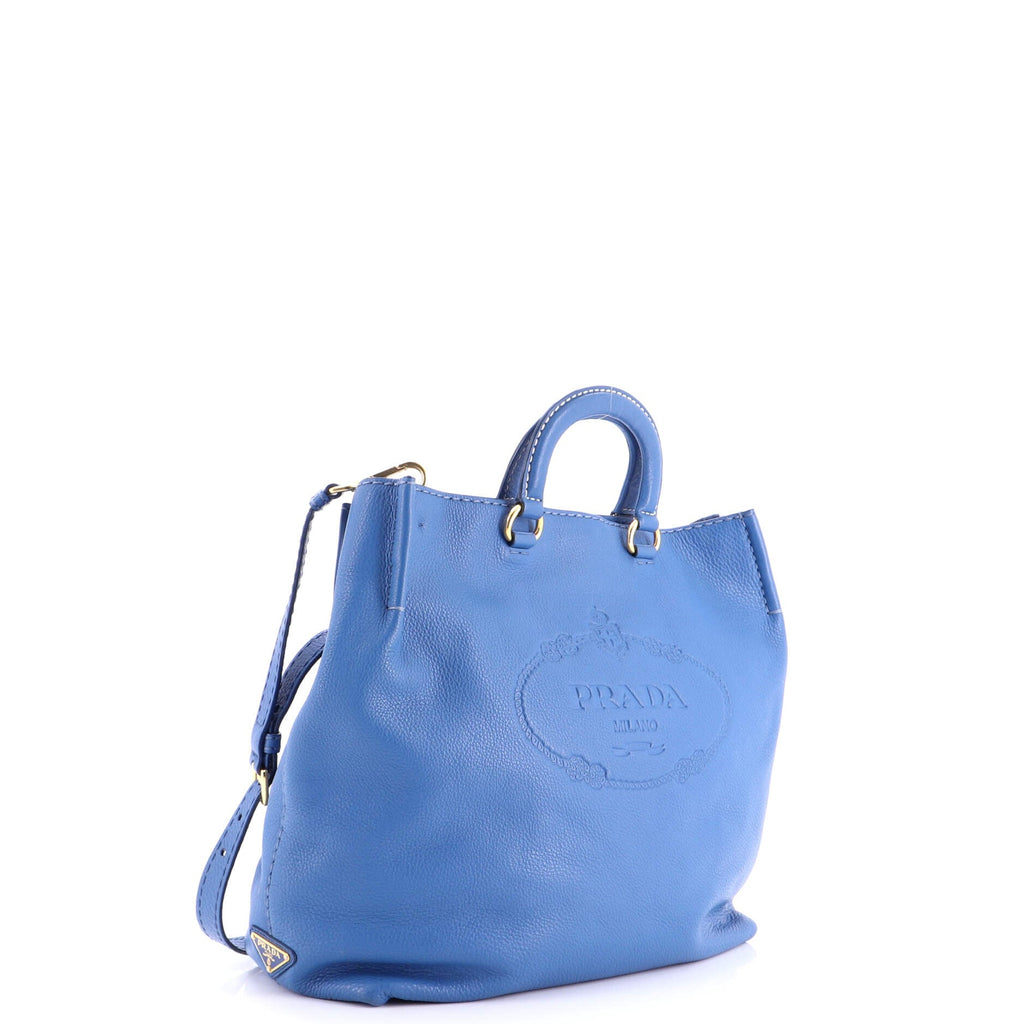 Embossed Logo Convertible Open Tote Vitello Daino Large