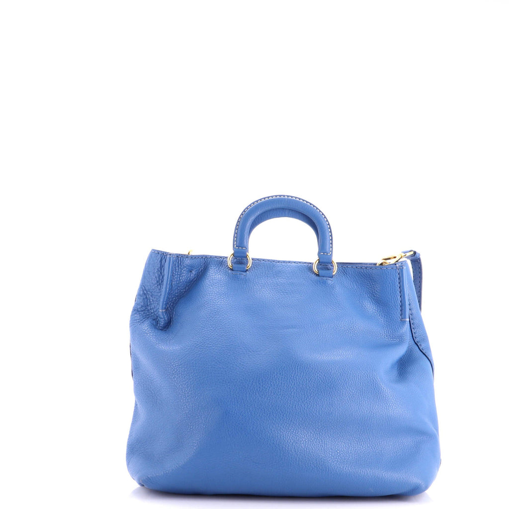 Embossed Logo Convertible Open Tote Vitello Daino Large