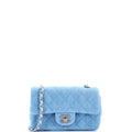 Classic Single Flap Bag Quilted Denim Mini