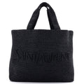 Logo Supple Tote Embroidered Raffia