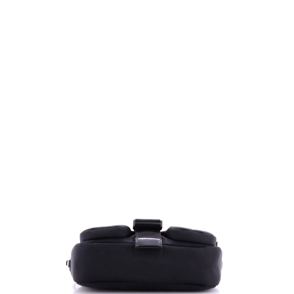 Buckle Pocket Crossbody Bag Spazzolato Leather and Tessuto