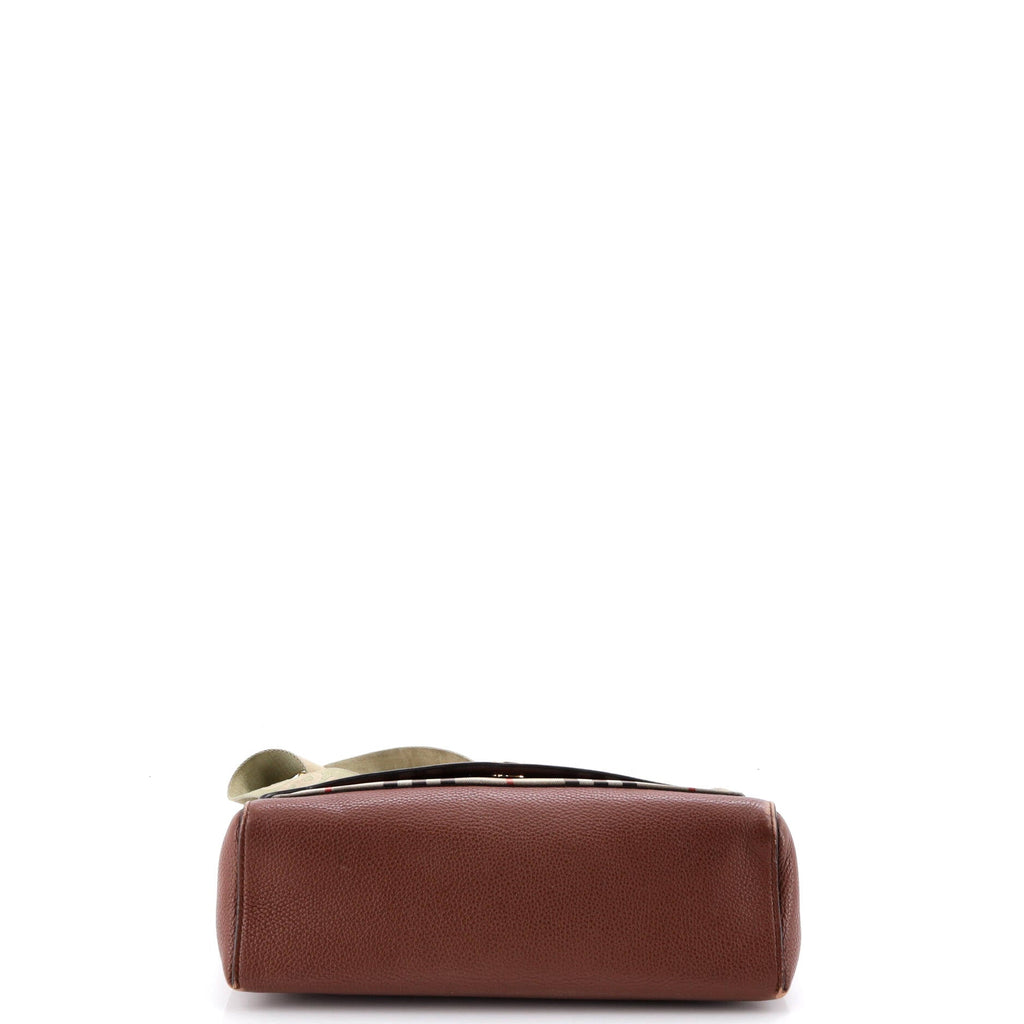 Note Crossbody Bag Leather with Vintage Check Canvas Medium