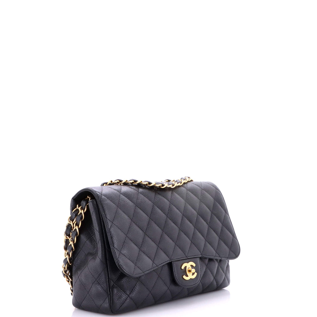 Classic Single Flap Bag Quilted Caviar Jumbo