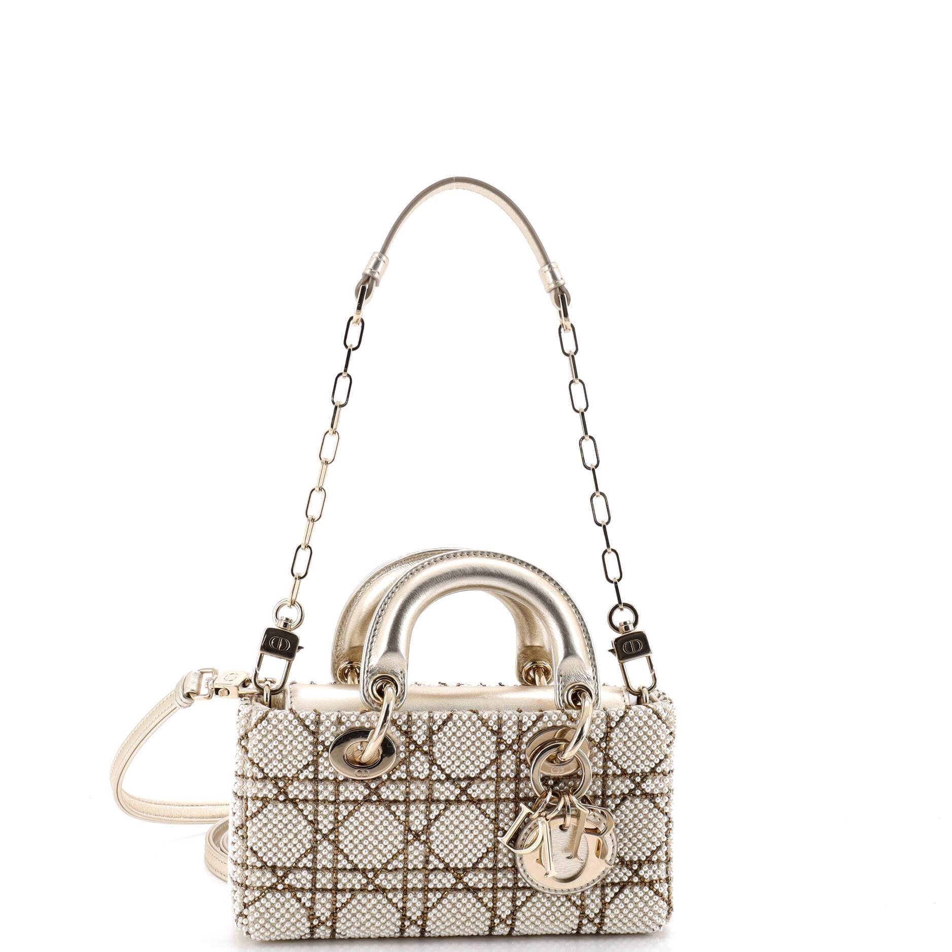 Lady D-Joy Bag Cannage Pearl Beaded Leather Micro