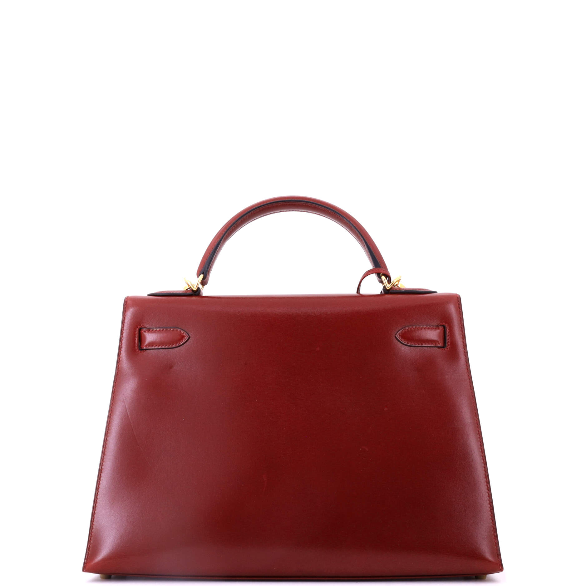 Kelly Handbag Rouge H Box Calf with Gold Hardware 32