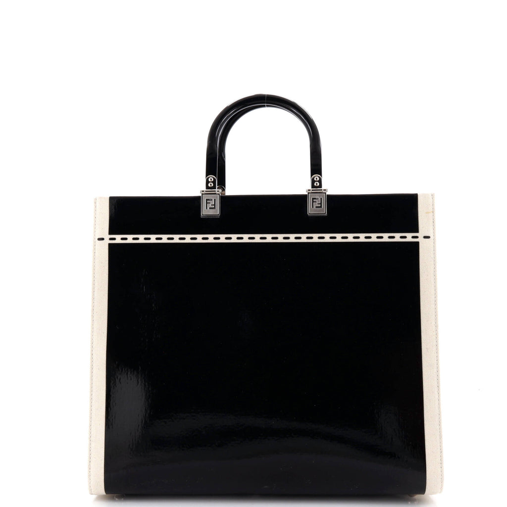 Sunshine Shopper Tote Patent with Canvas Medium