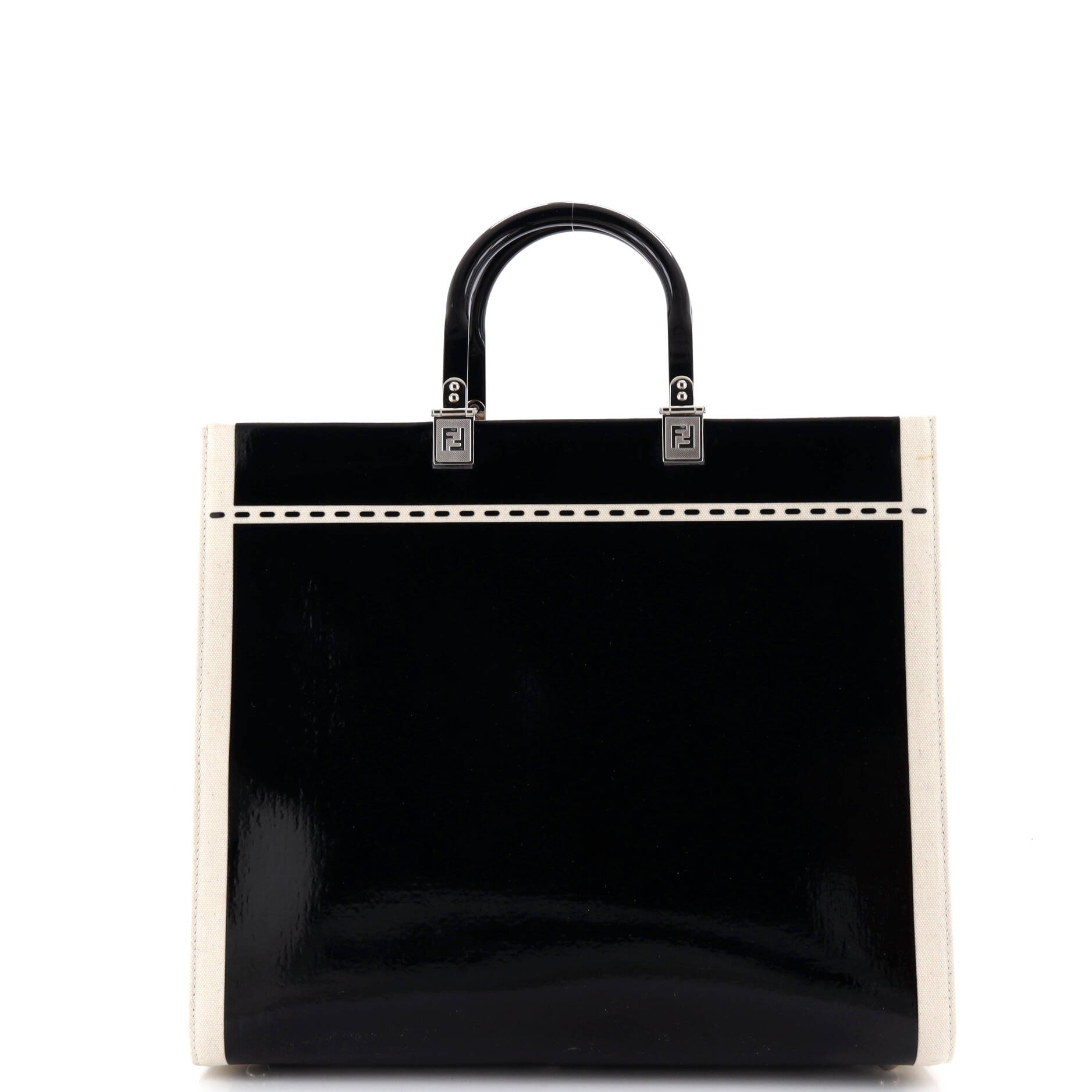 Sunshine Shopper Tote Patent with Canvas Medium