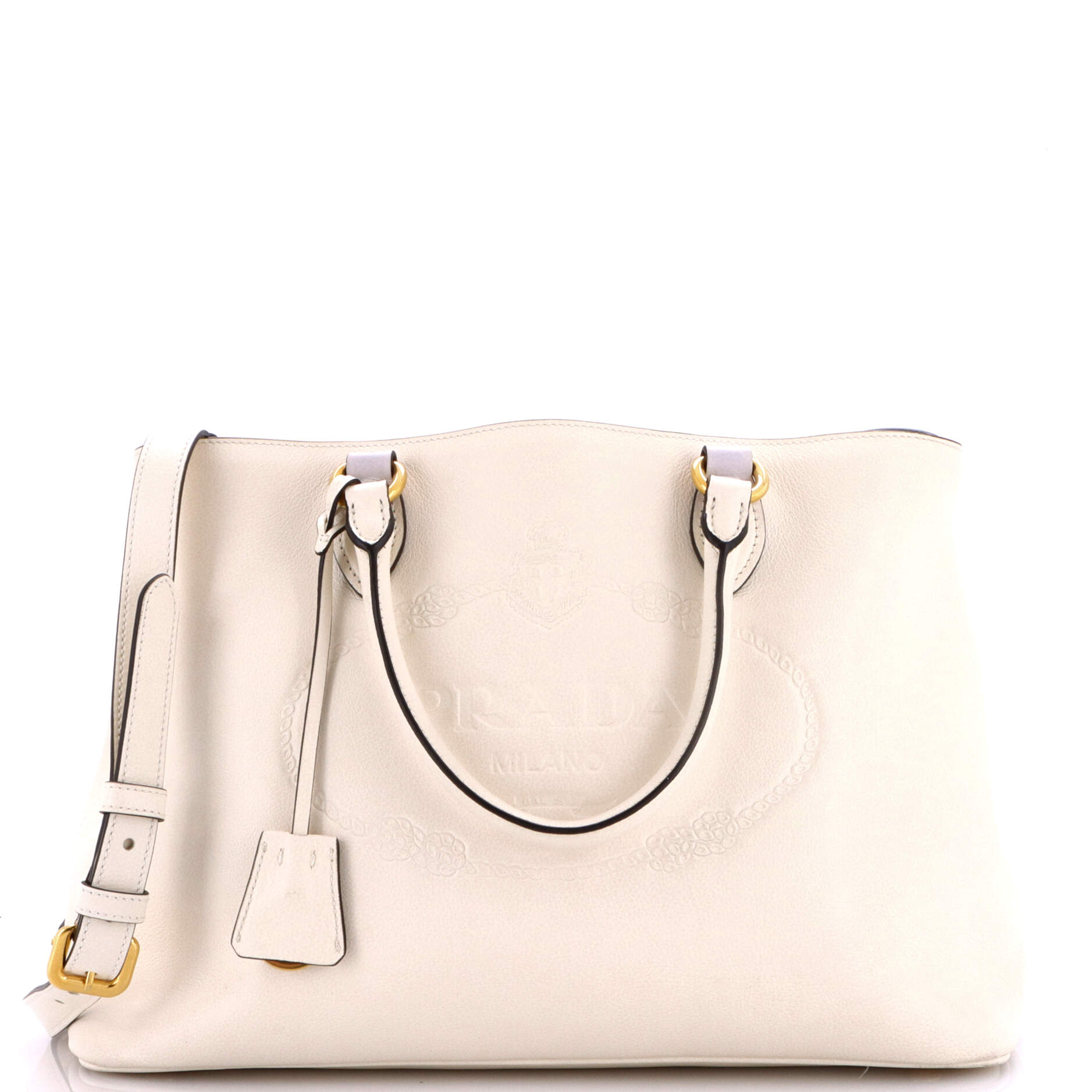 Embossed Logo Convertible Open Tote Glace Calf Medium
