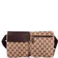 Vintage Double Belt Bag GG Canvas with Leather Small