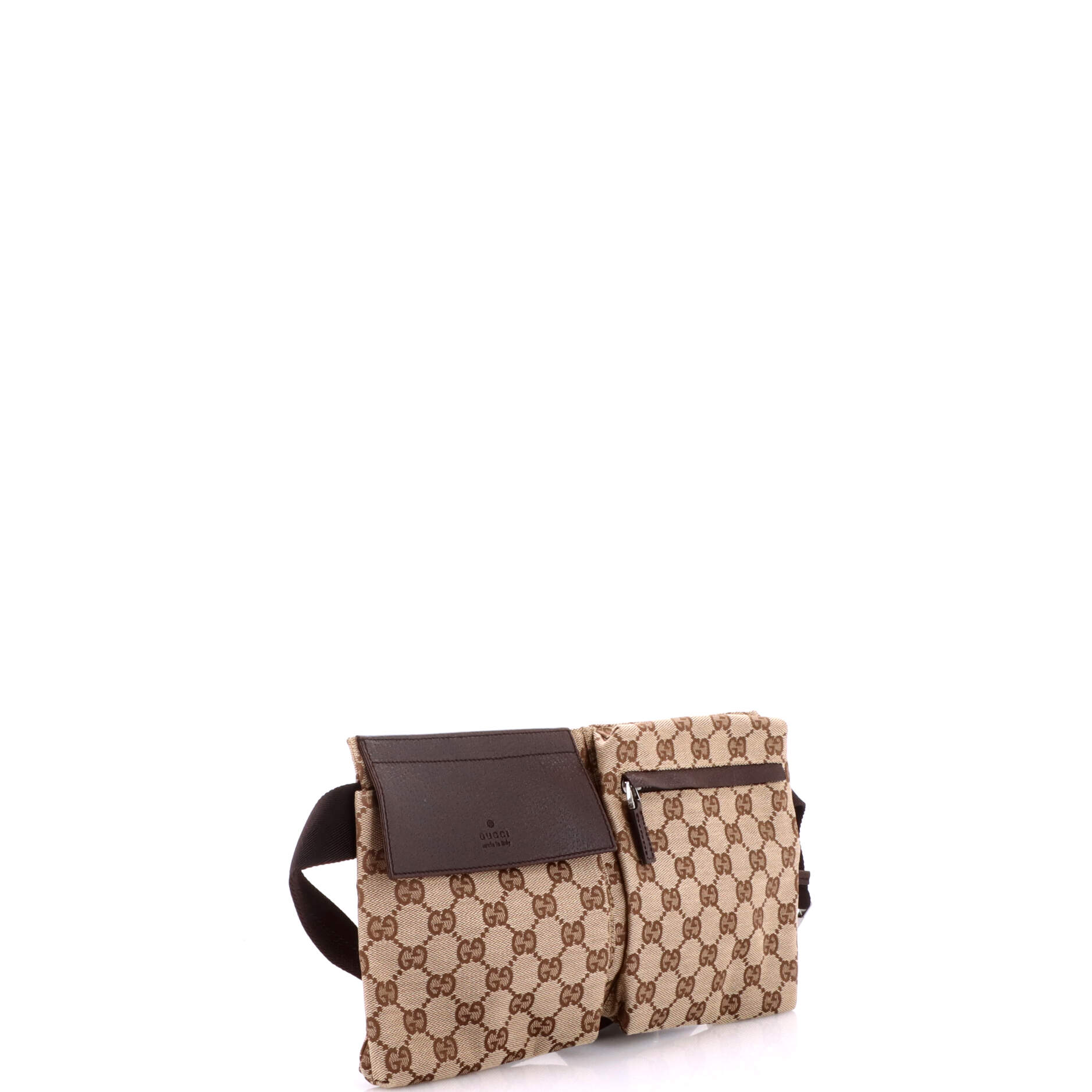 Vintage Double Belt Bag GG Canvas with Leather Small
