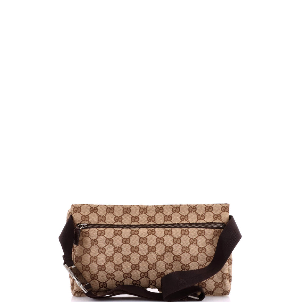 Vintage Double Belt Bag GG Canvas with Leather Small