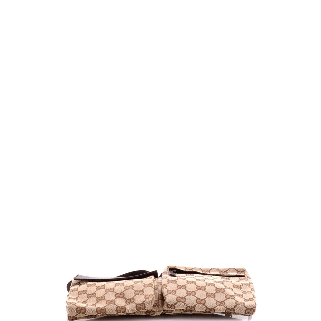Vintage Double Belt Bag GG Canvas with Leather Small