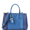 Bicolor Double Zip Lux Tote Saffiano Leather Medium