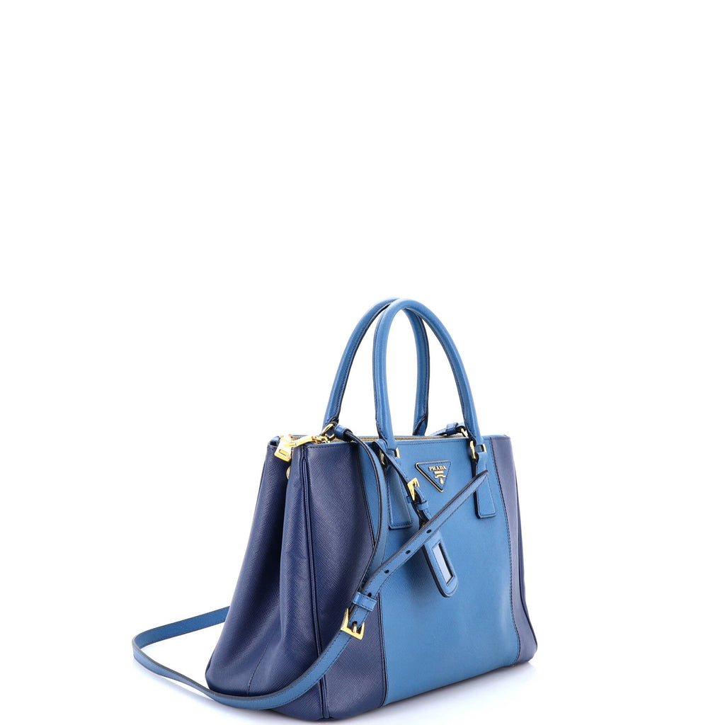 Bicolor Double Zip Lux Tote Saffiano Leather Medium