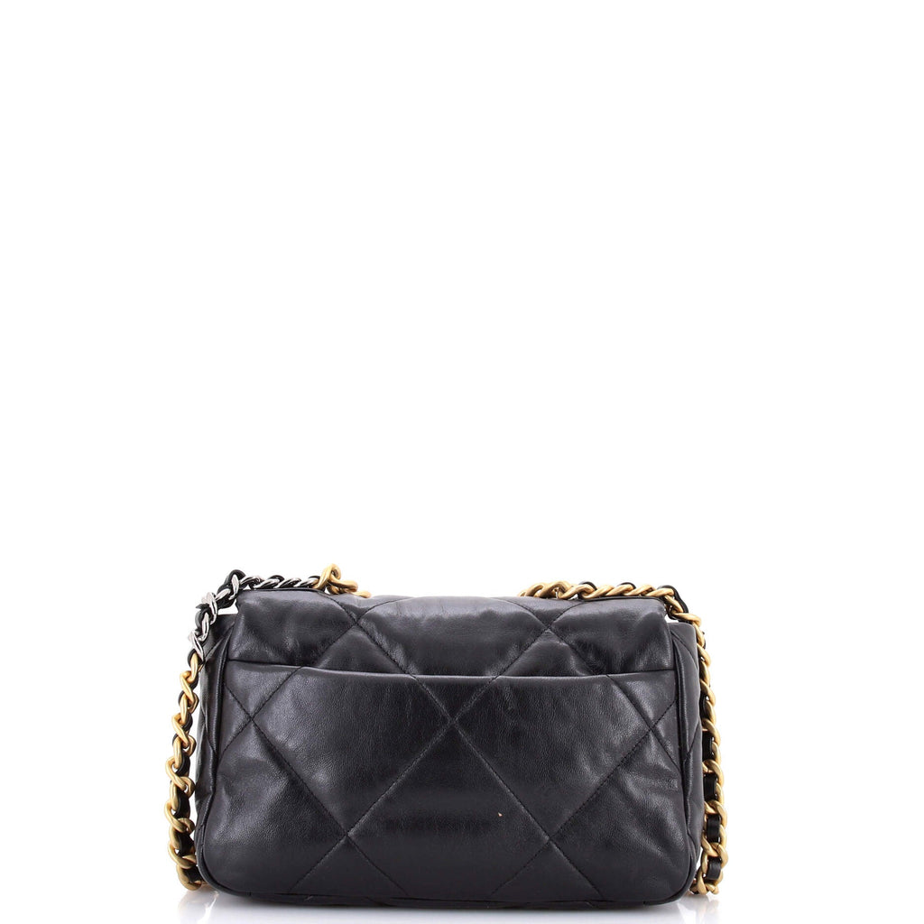 19 Flap Bag Quilted Shiny Crumpled Calfskin Medium