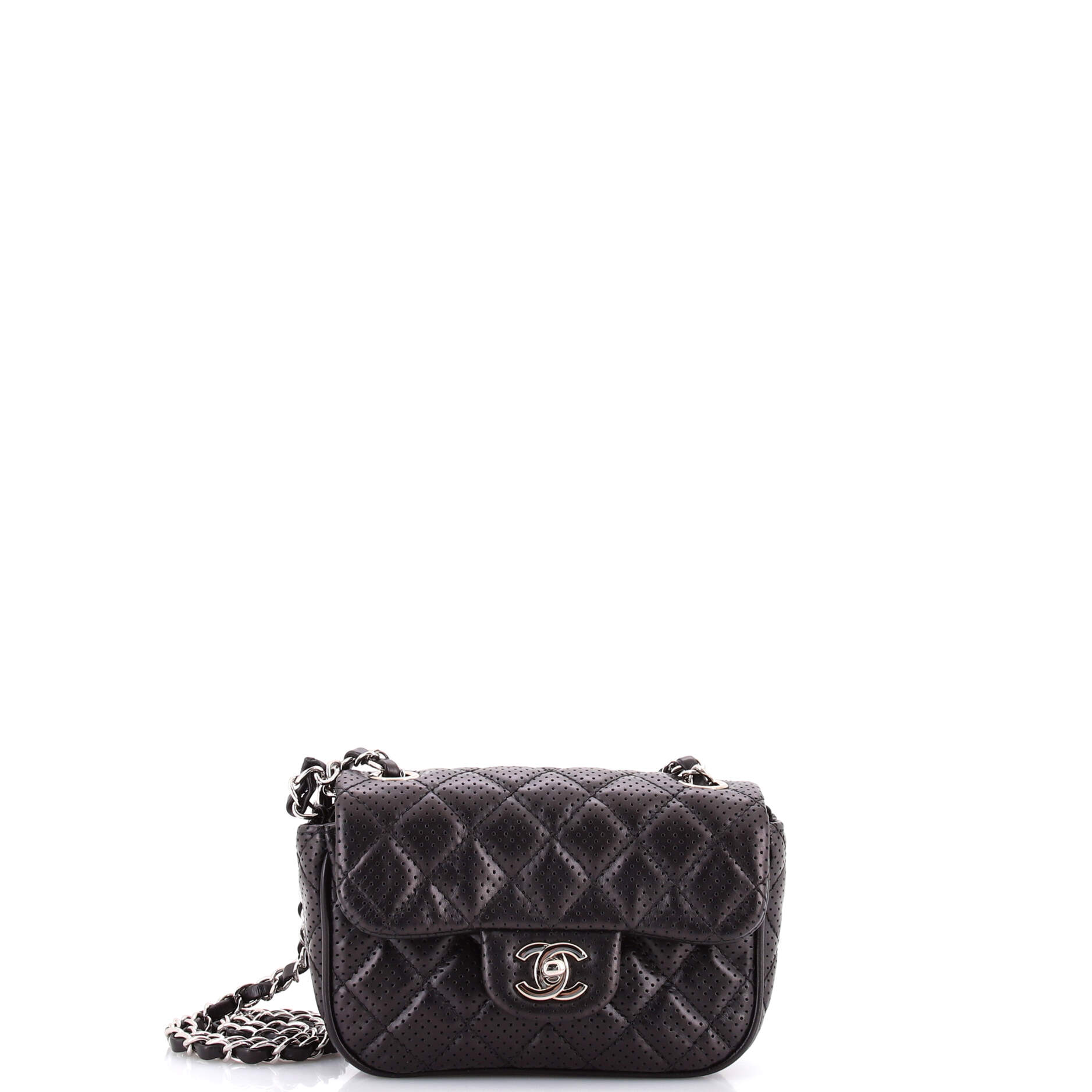 Punch Flap Bag Quilted Perforated Leather Small