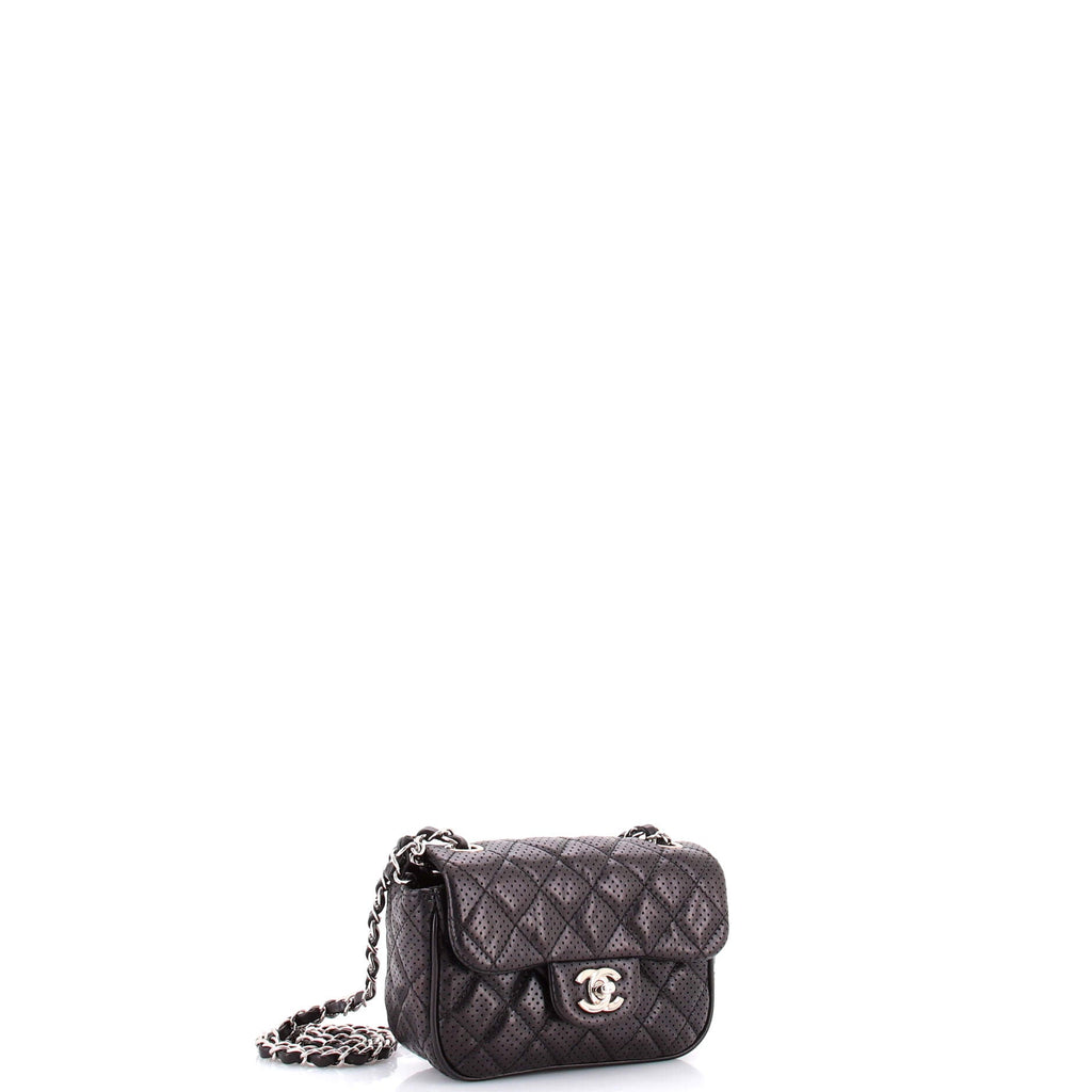 Punch Flap Bag Quilted Perforated Leather Small