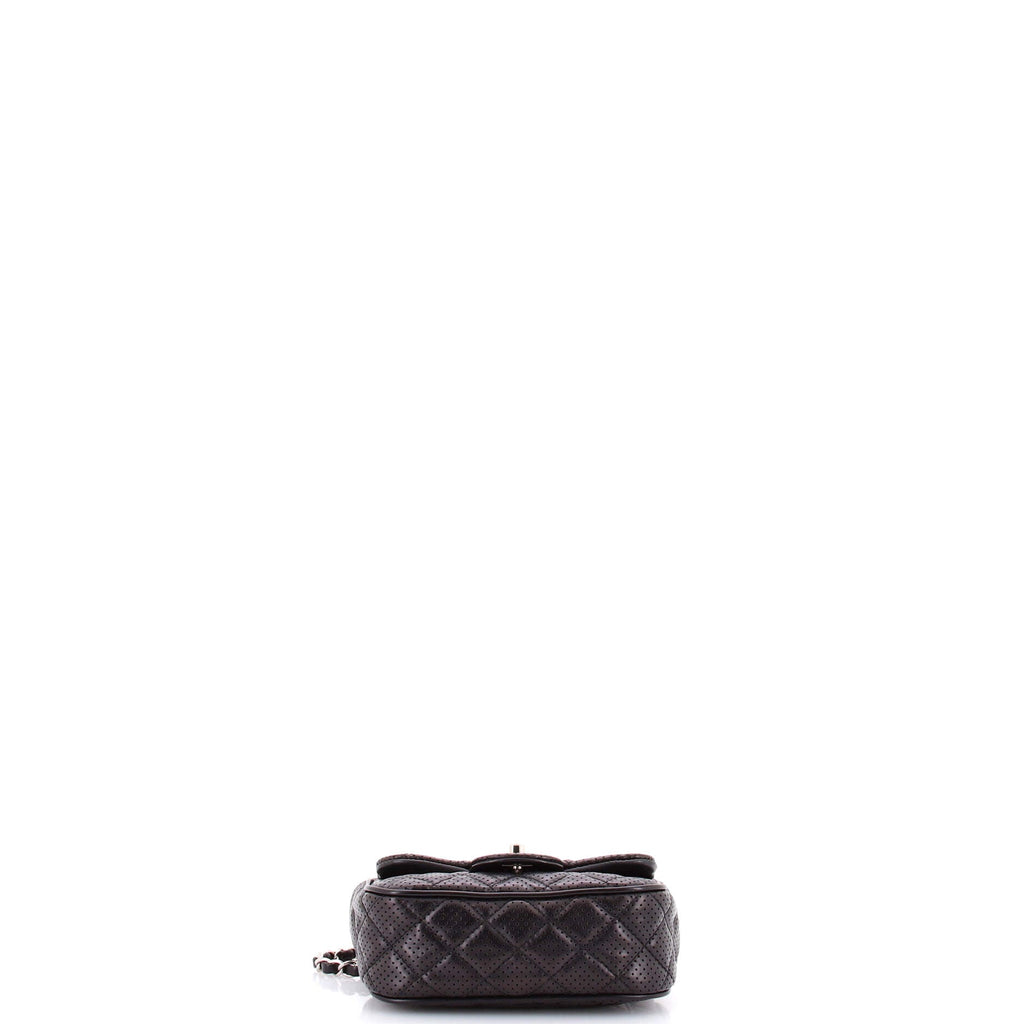Punch Flap Bag Quilted Perforated Leather Small