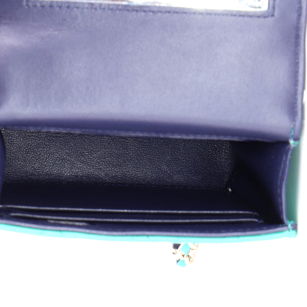 Square Classic Flap Top Handle Clutch with Chain Quilted Lambskin