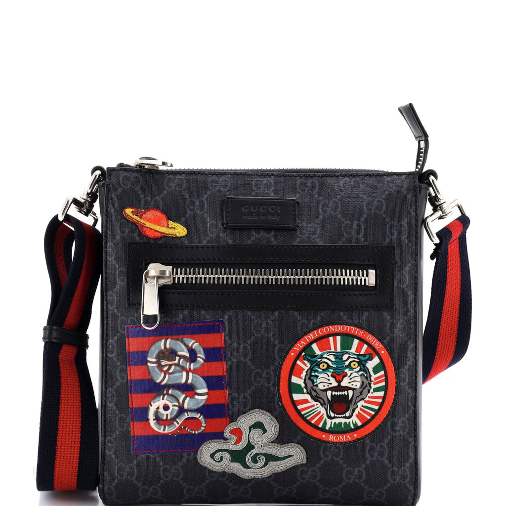 Night Courrier Zip Messenger GG Coated Canvas with Applique Small