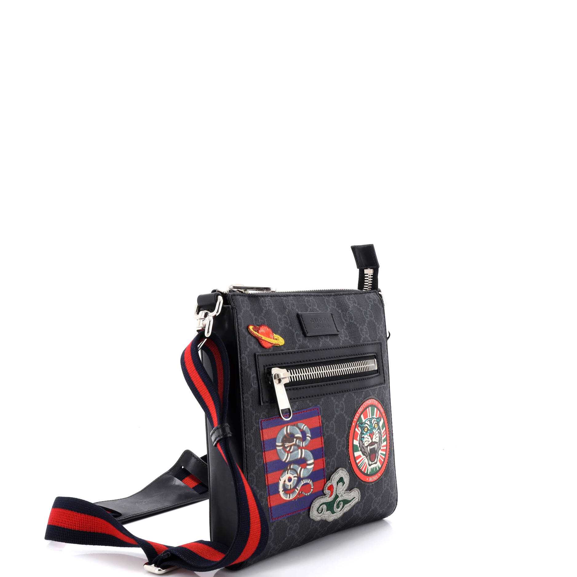 Night Courrier Zip Messenger GG Coated Canvas with Applique Small