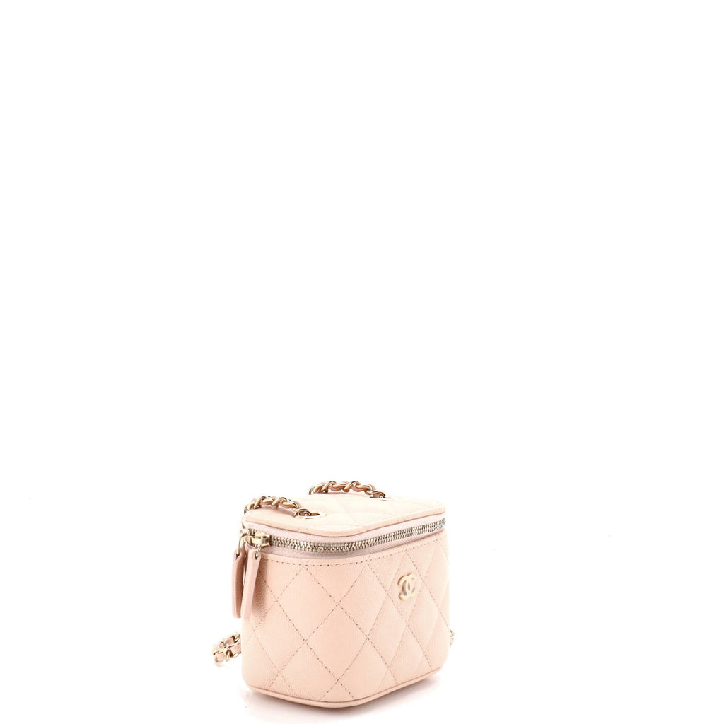 Classic Vanity Case with Chain Quilted Caviar Mini