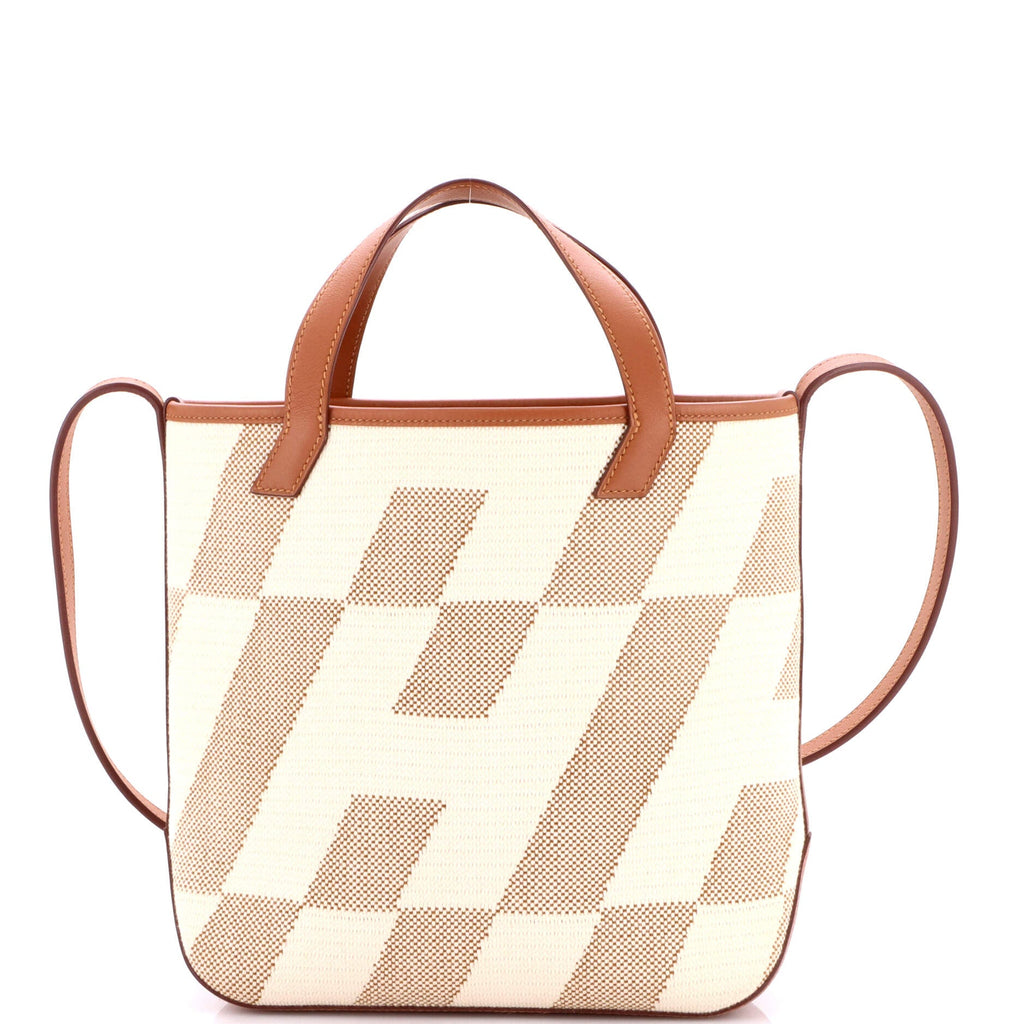 Cabas H en Biais Tote Canvas with Leather 27