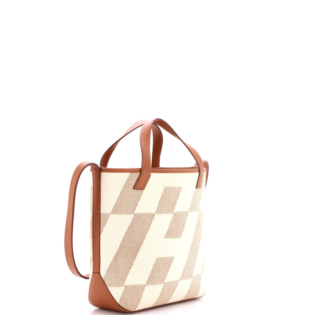 Cabas H en Biais Tote Canvas with Leather 27