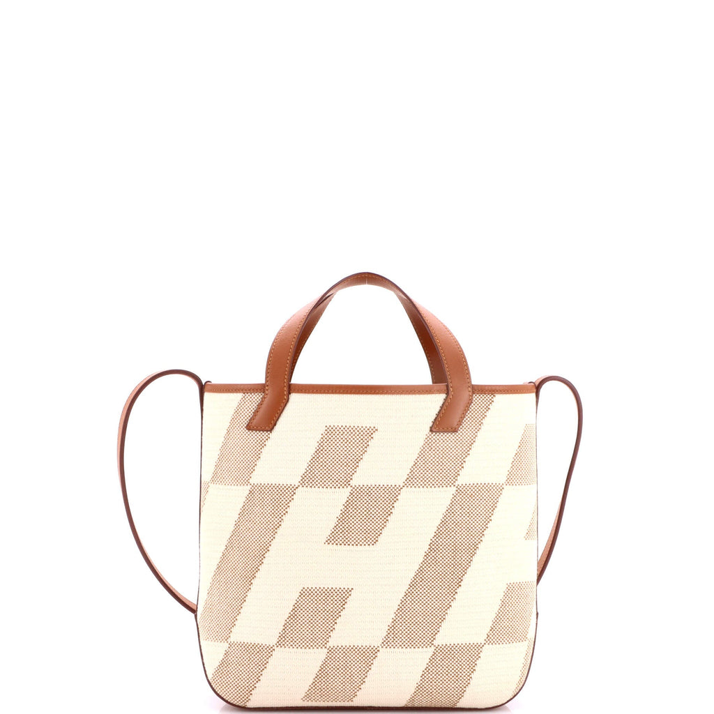 Cabas H en Biais Tote Canvas with Leather 27