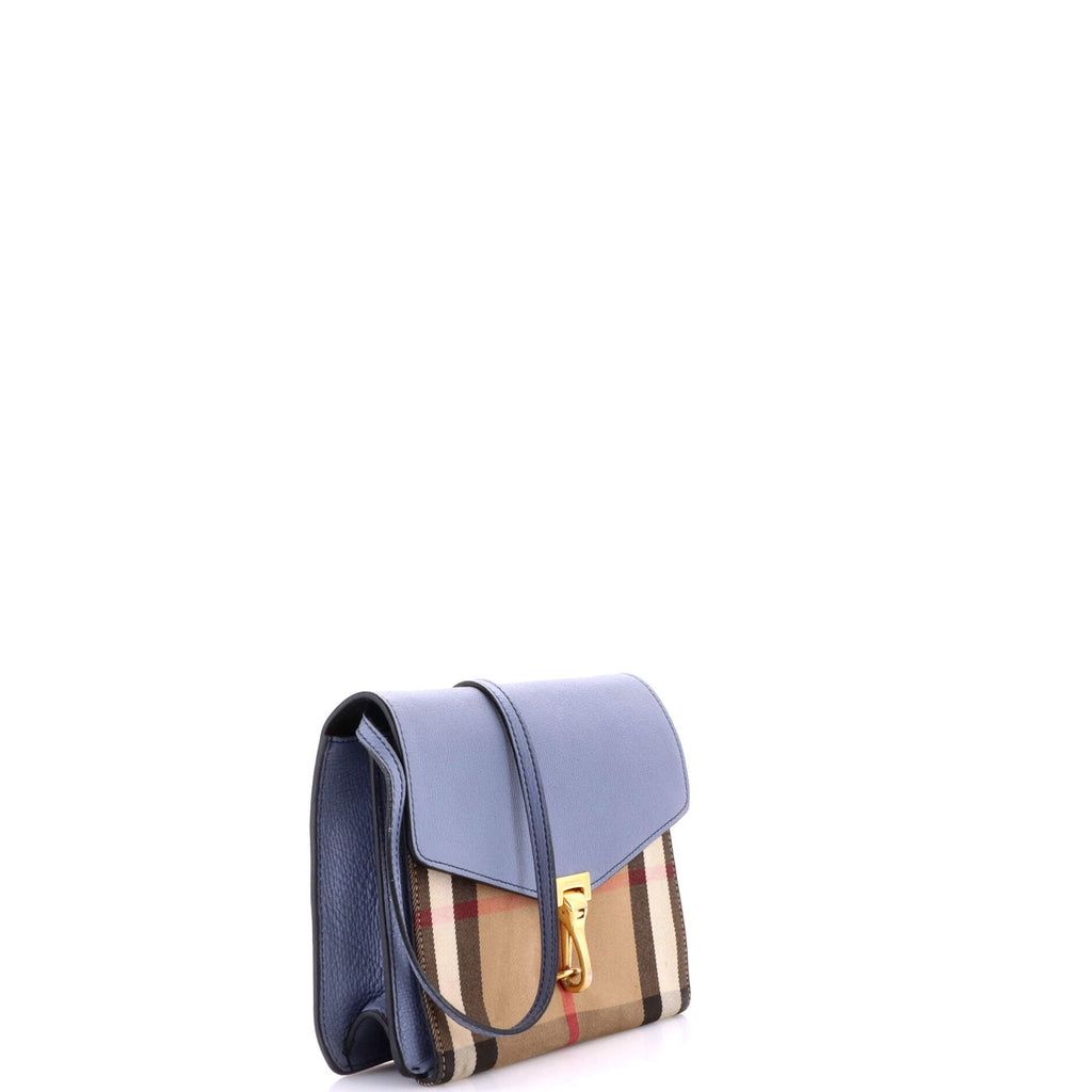 Macken Crossbody Bag Leather and House Check Canvas Small