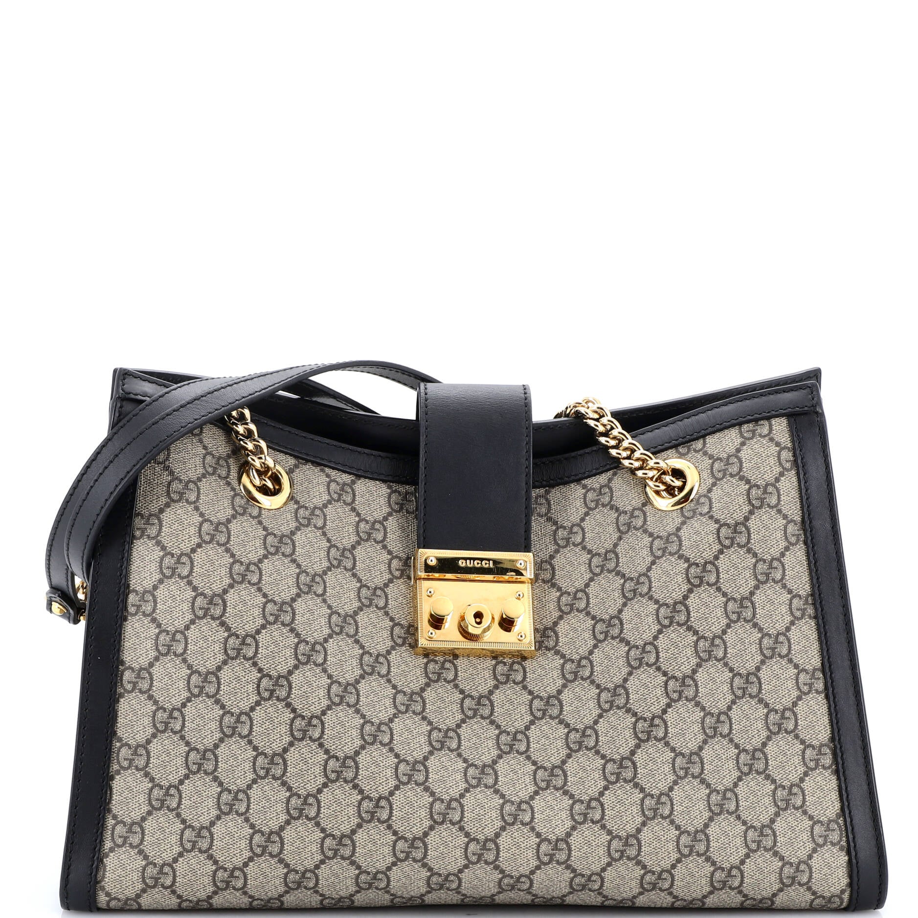 Padlock Chain Tote GG Coated Canvas with Leather Medium
