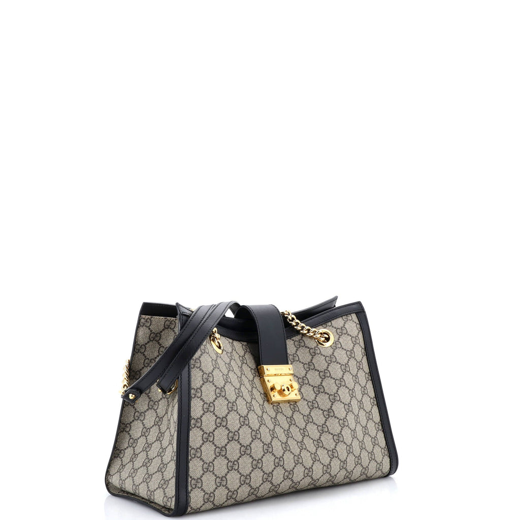 Padlock Chain Tote GG Coated Canvas with Leather Medium