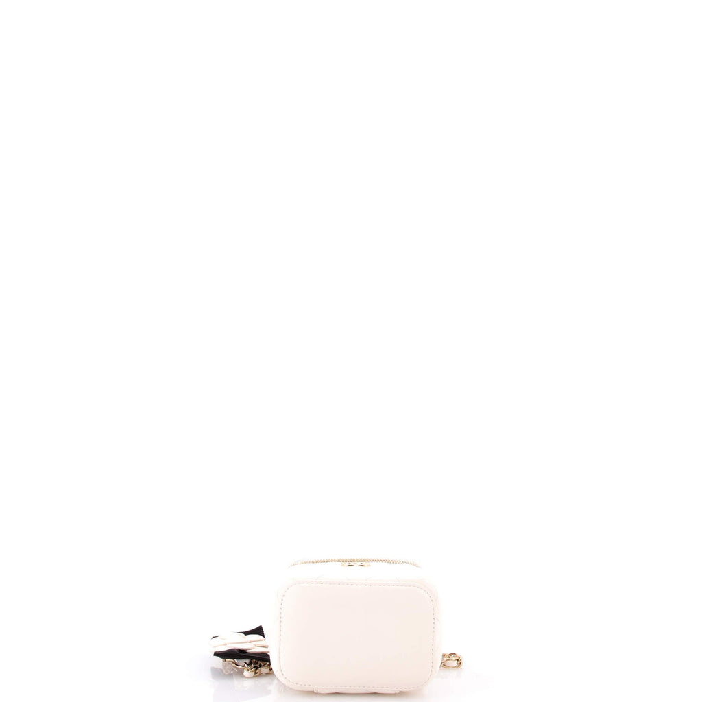 Camellia Bow Vanity Case with Chain Quilted Lambskin Mini