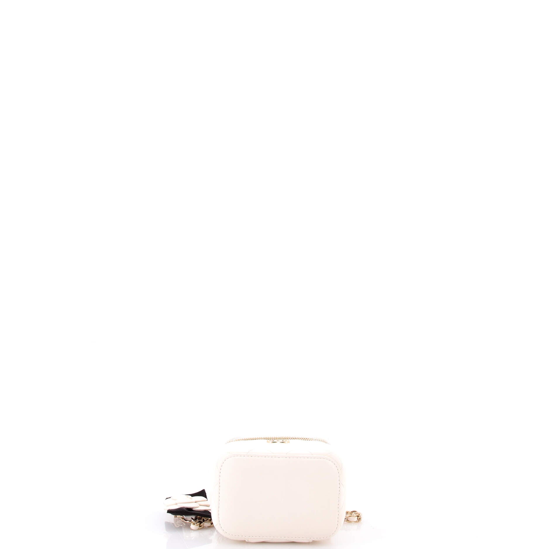 Camellia Bow Vanity Case with Chain Quilted Lambskin Mini