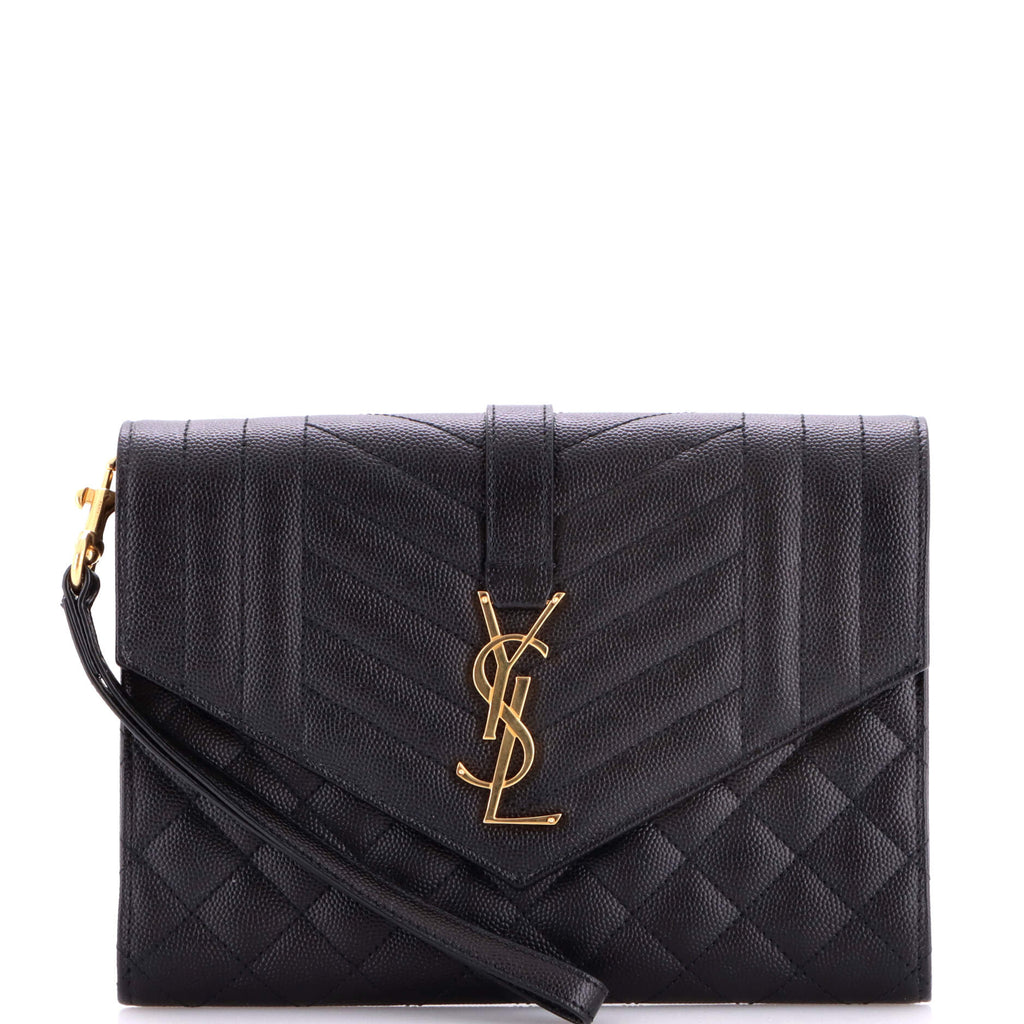 Classic Monogram Envelope Wristlet Clutch Mixed Matelasse Leather