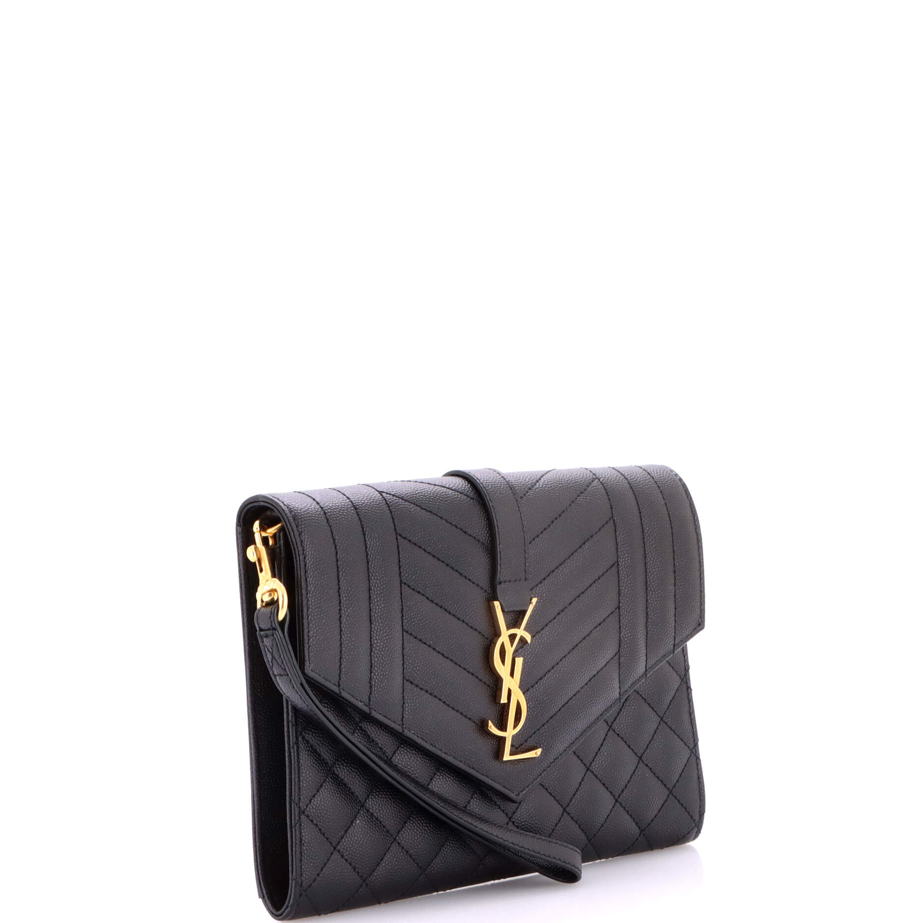 Classic Monogram Envelope Wristlet Clutch Mixed Matelasse Leather