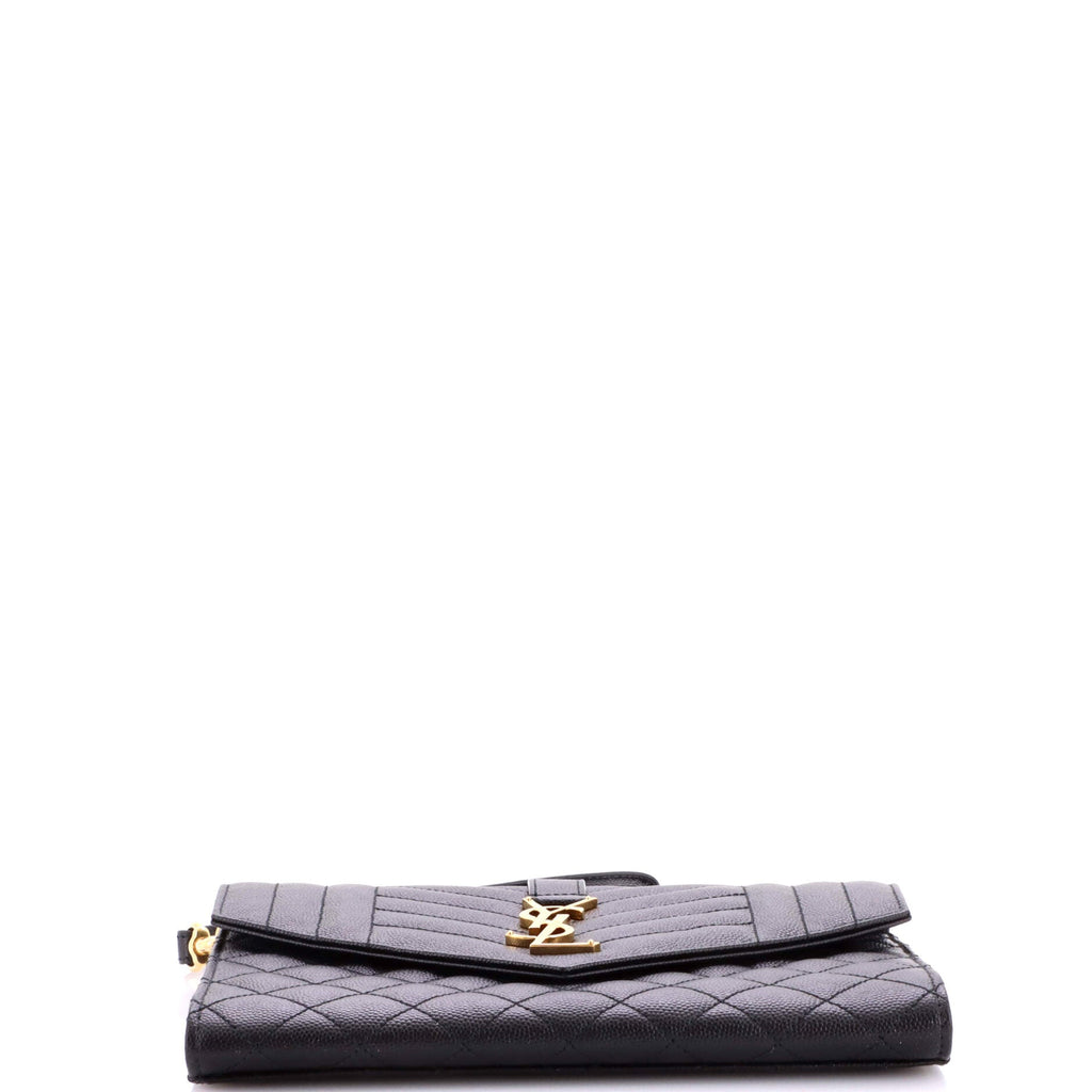 Classic Monogram Envelope Wristlet Clutch Mixed Matelasse Leather
