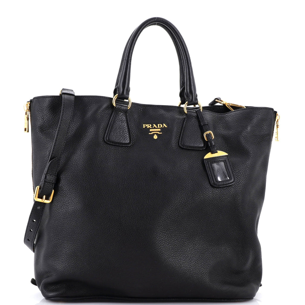 Side Zip Convertible Tote Vitello Daino Large