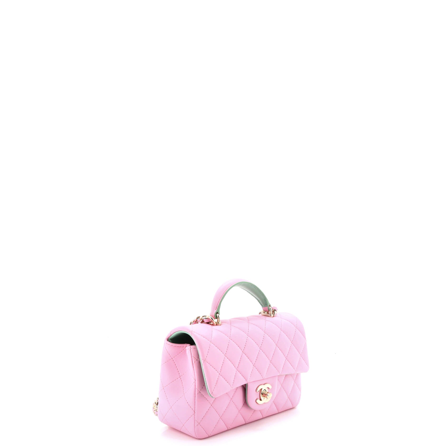 Classic Single Flap Top Handle Bag Quilted Lambskin Mini