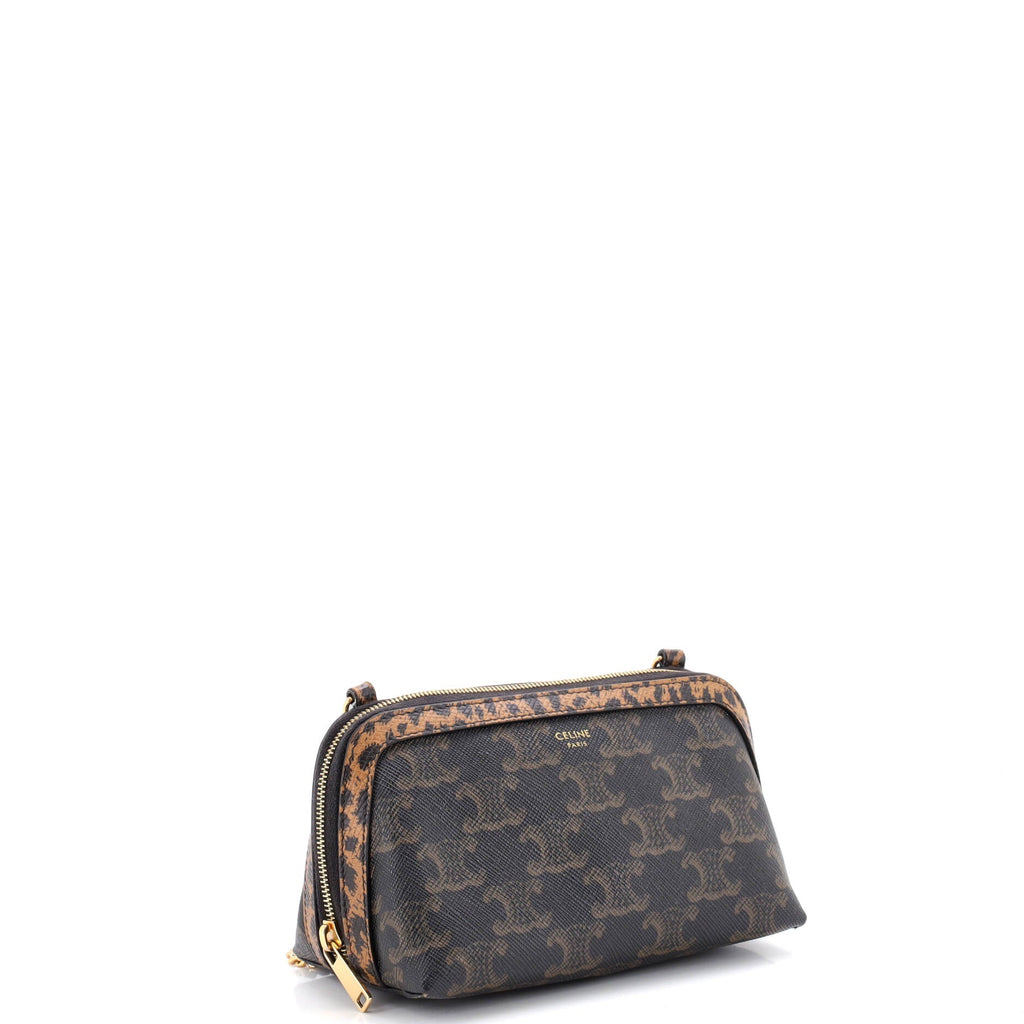 Zip Around Chain Clutch Triomphe Coated Canvas