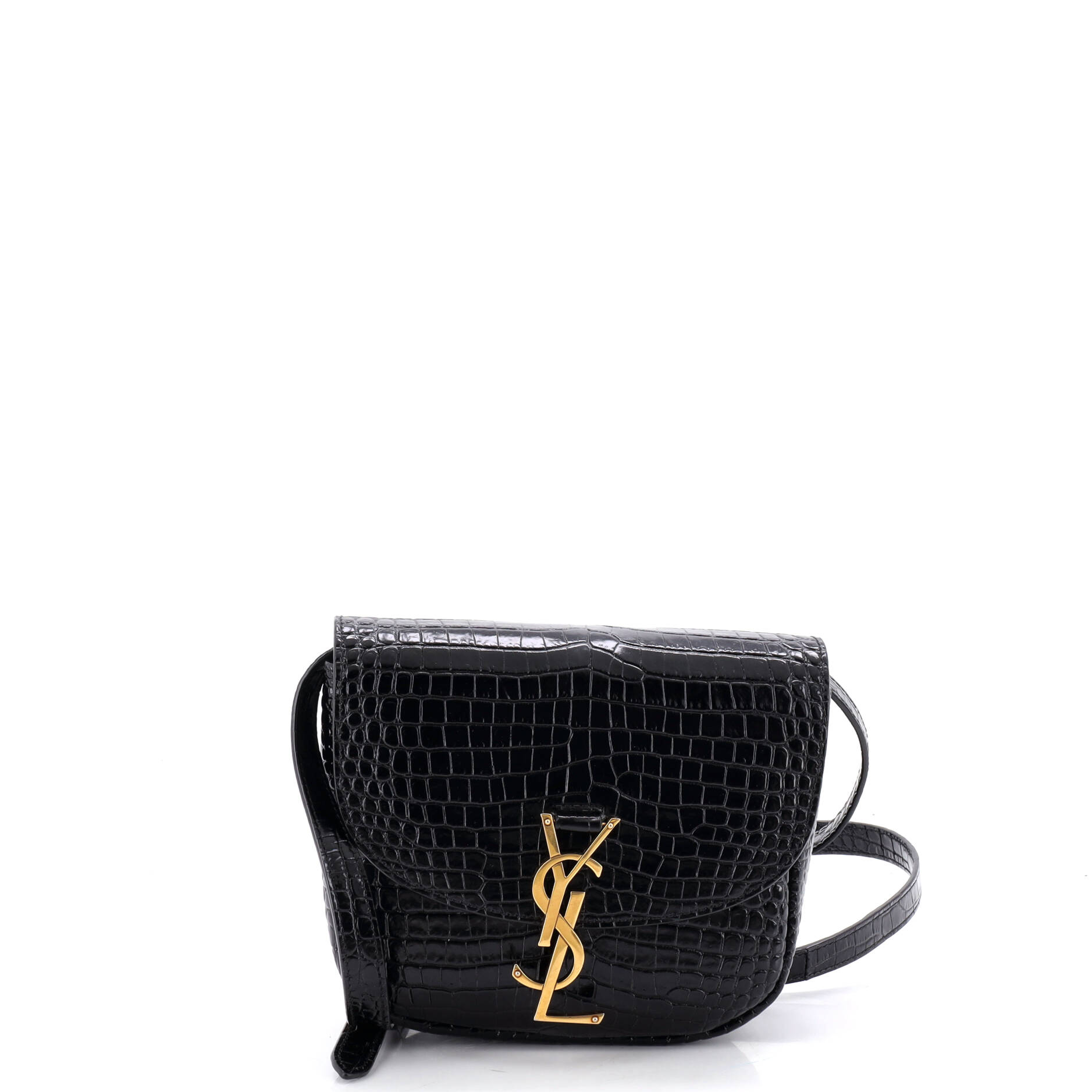 Kaia Shoulder Bag Crocodile Embossed Leather Small