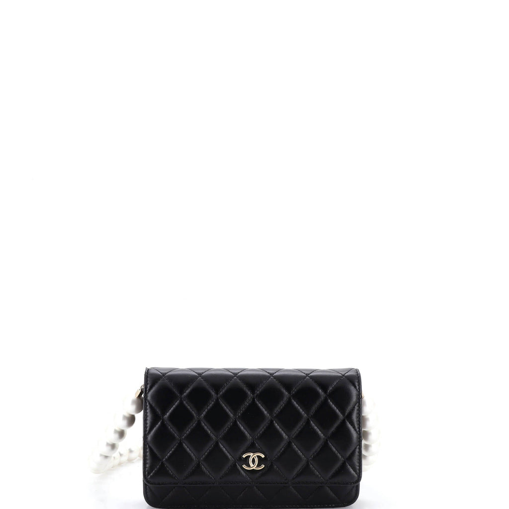 Pearl Strap Wallet on Chain Quilted Lambskin