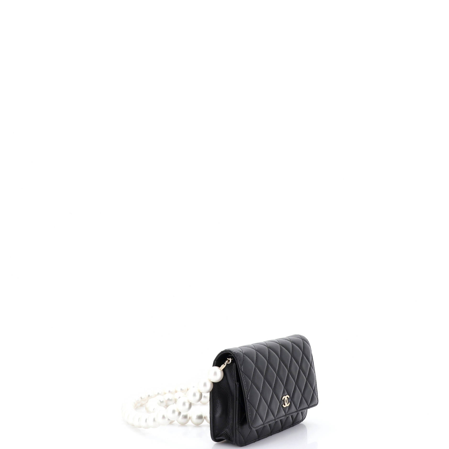 Pearl Strap Wallet on Chain Quilted Lambskin